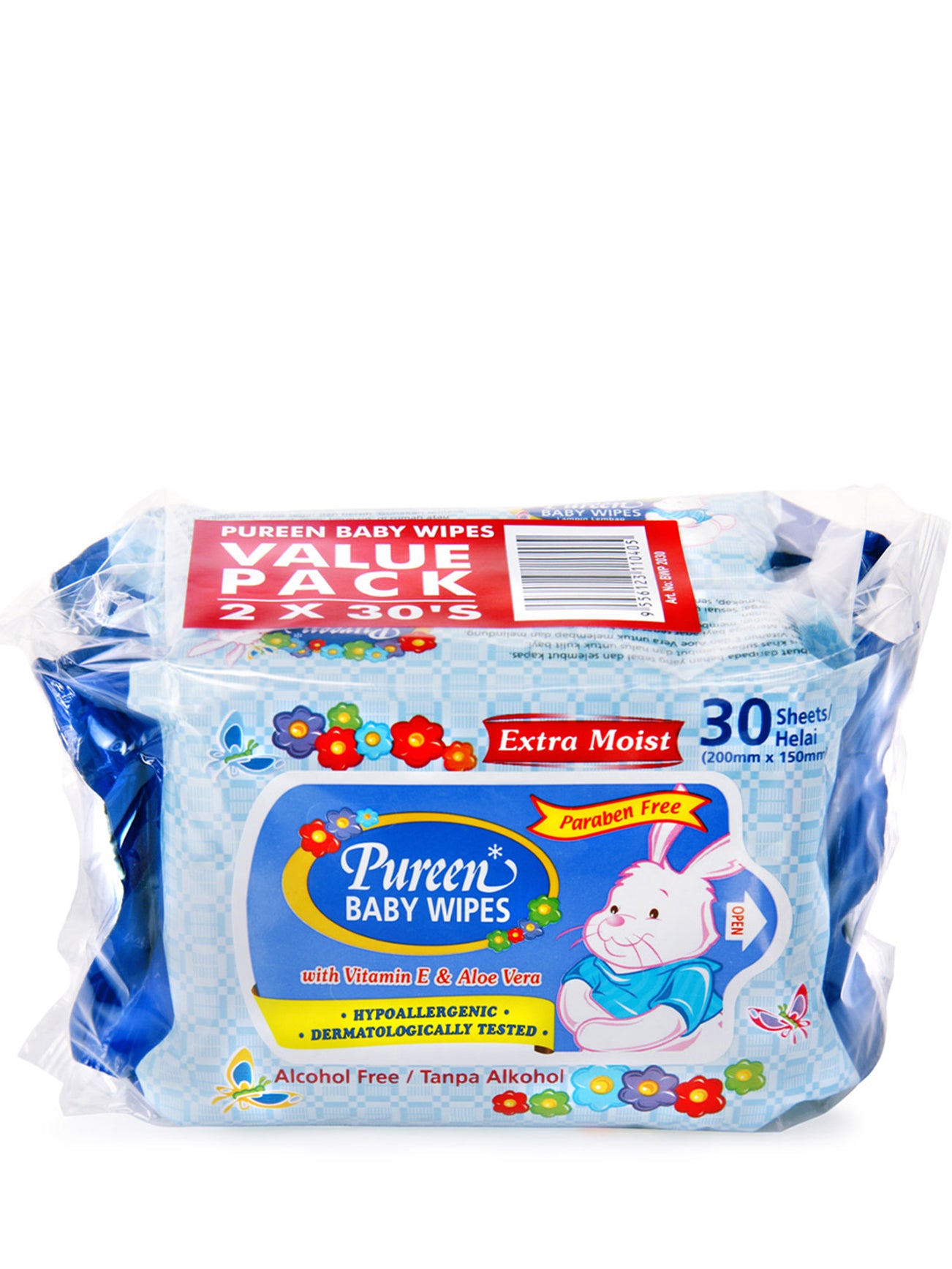 1646302272738_9001_27a5259c-3ced-4ac4-a545-daecbd9ee3f0 PUREEN BABY WIPES POUCH PACK BLUE 2X30’S - Image 1