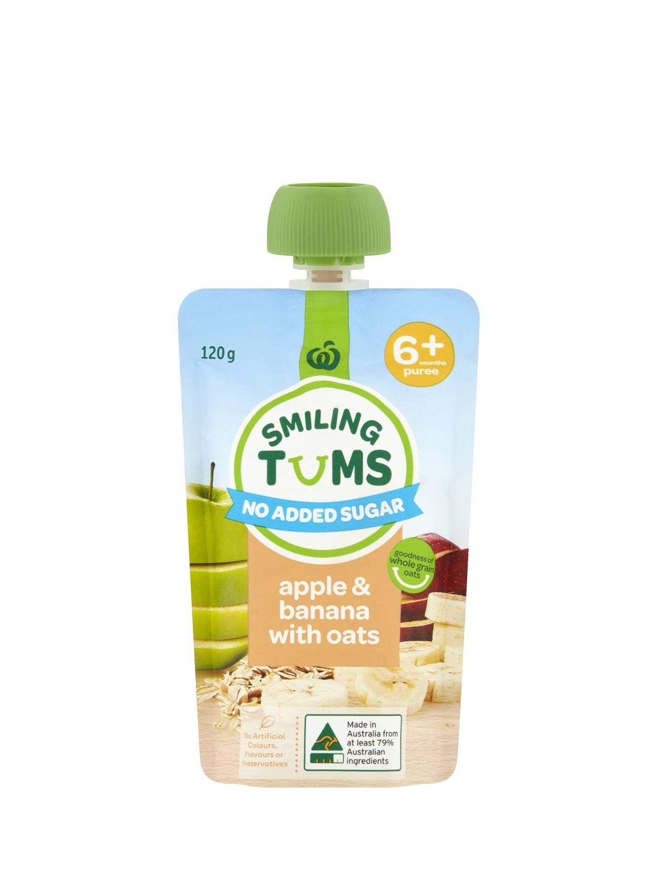 1702632717669_8398_3f5cd2ed-7d6b-4226-b85b-b4c90cb33caa WOOLWORTHS SMILING TUMS APP&BNN W OATS PUREE 120G - Image 1