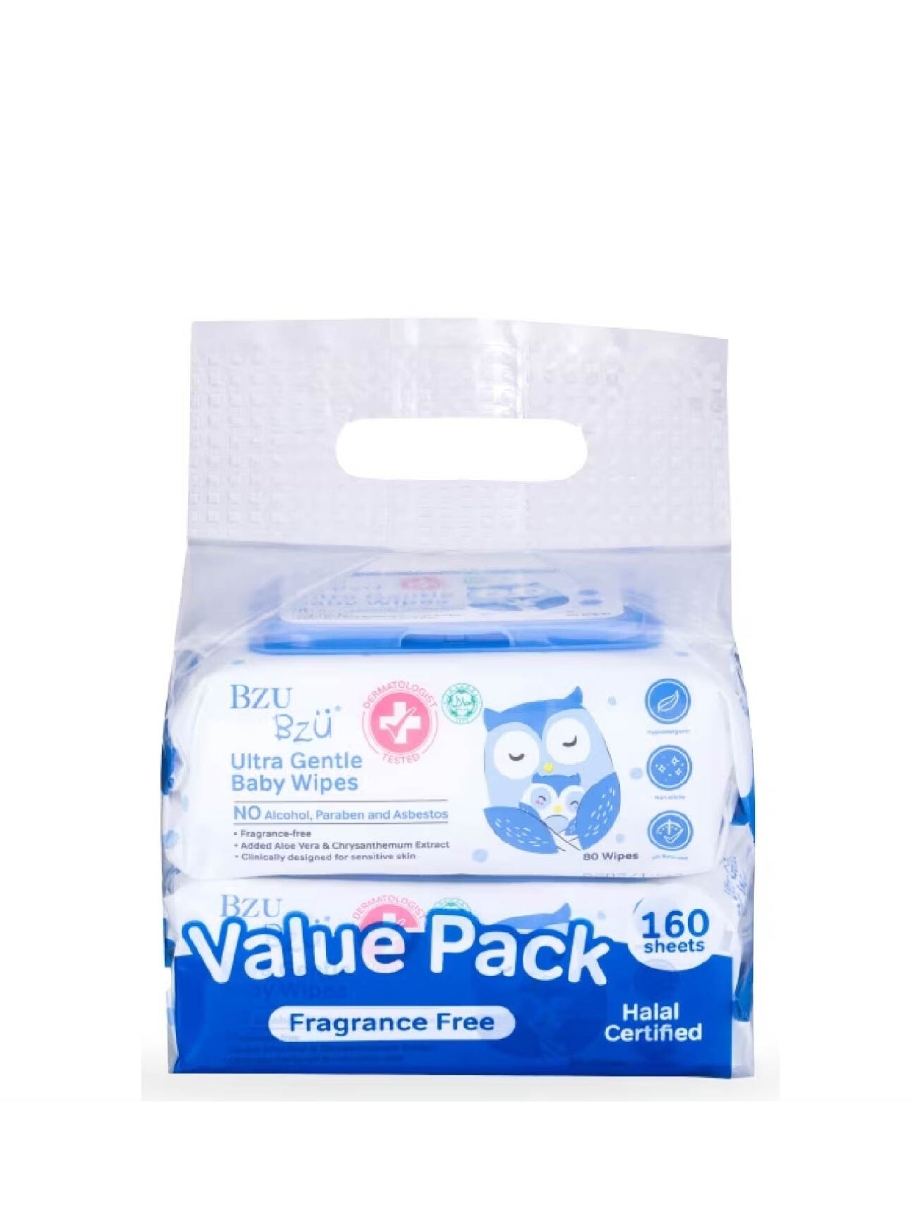 1705885545934_8360 BZU BZU ULTRA GENTLE BABY WIPES 2X80S - Image 1